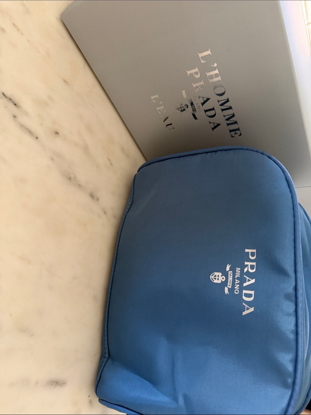 Prada Blue Men's Toiletry Pouch